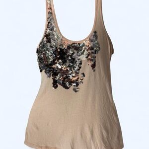Express sequin tank top peach XS
